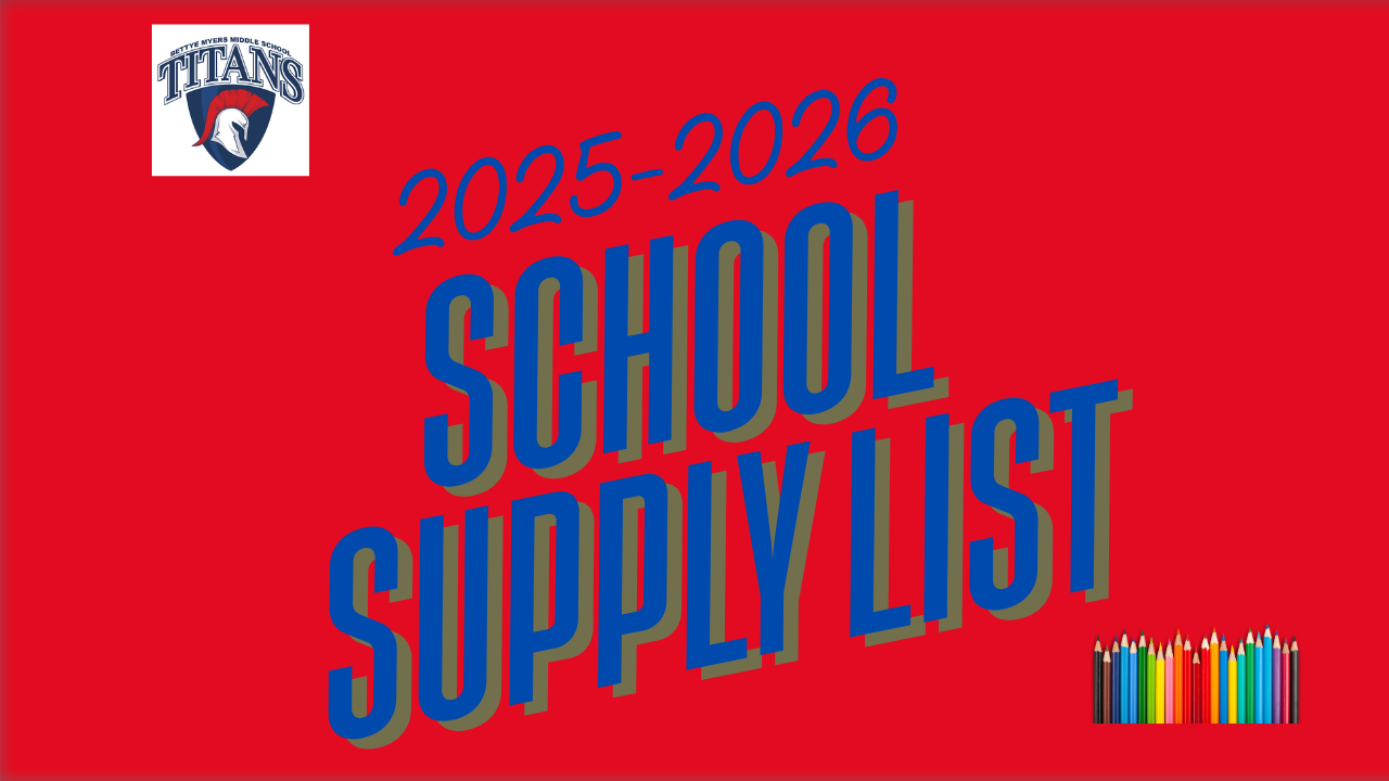 School Supply list for '25-'26